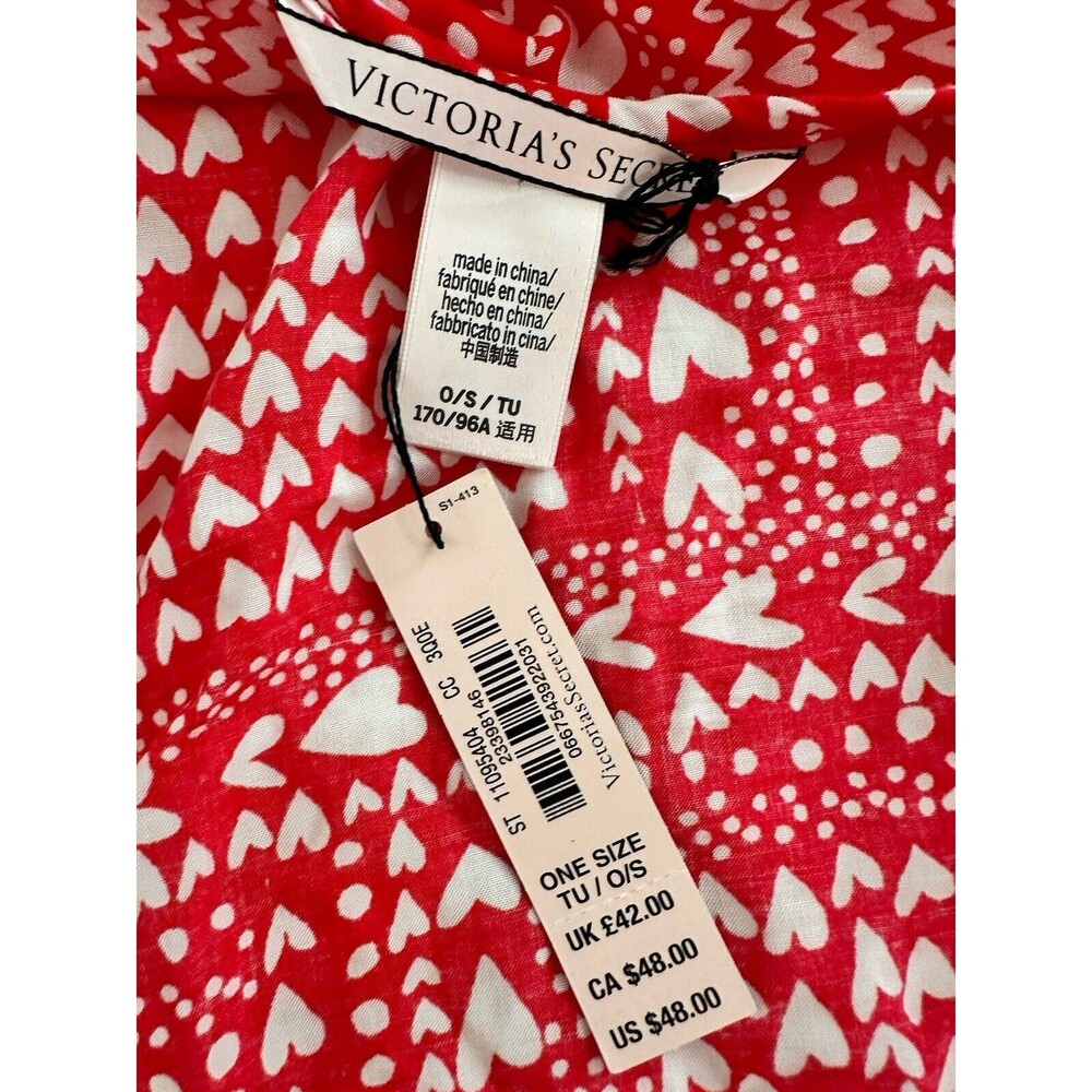 Victoria's Secret Heart Patterned Red & White Robe - Picture 6 of 7